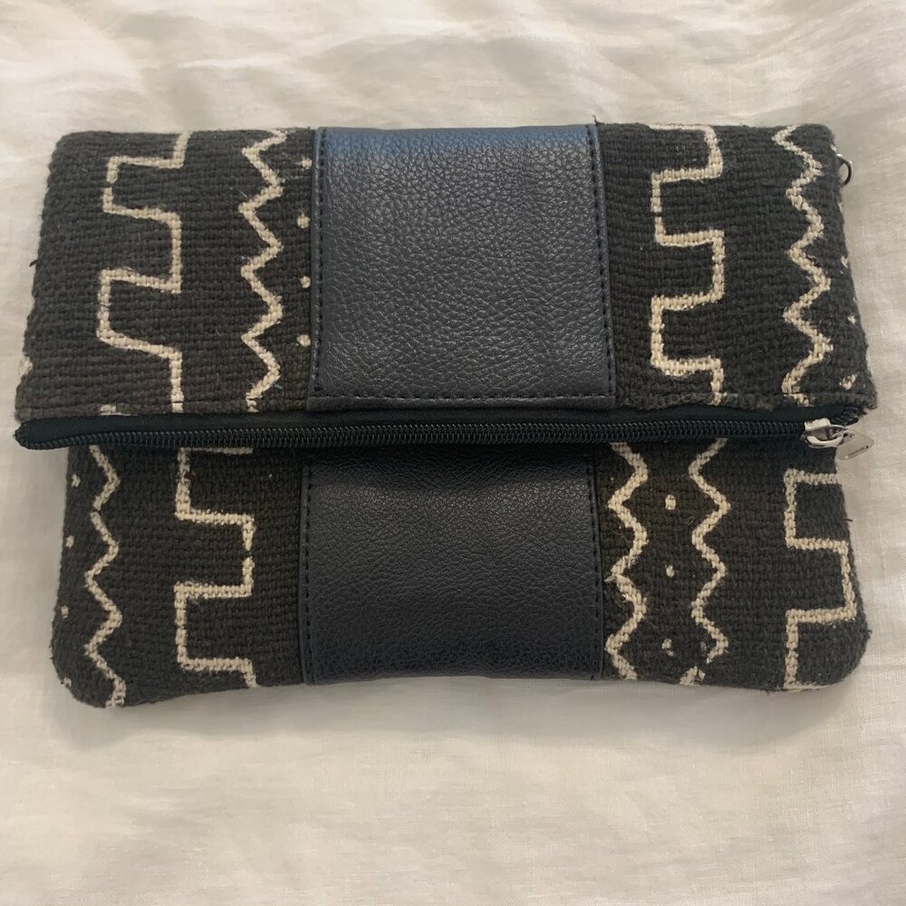 Foldover mudcloth clutch